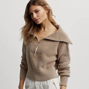 Varley Mentone Half-Zip Knit Pullover - Light Taupe, Medium